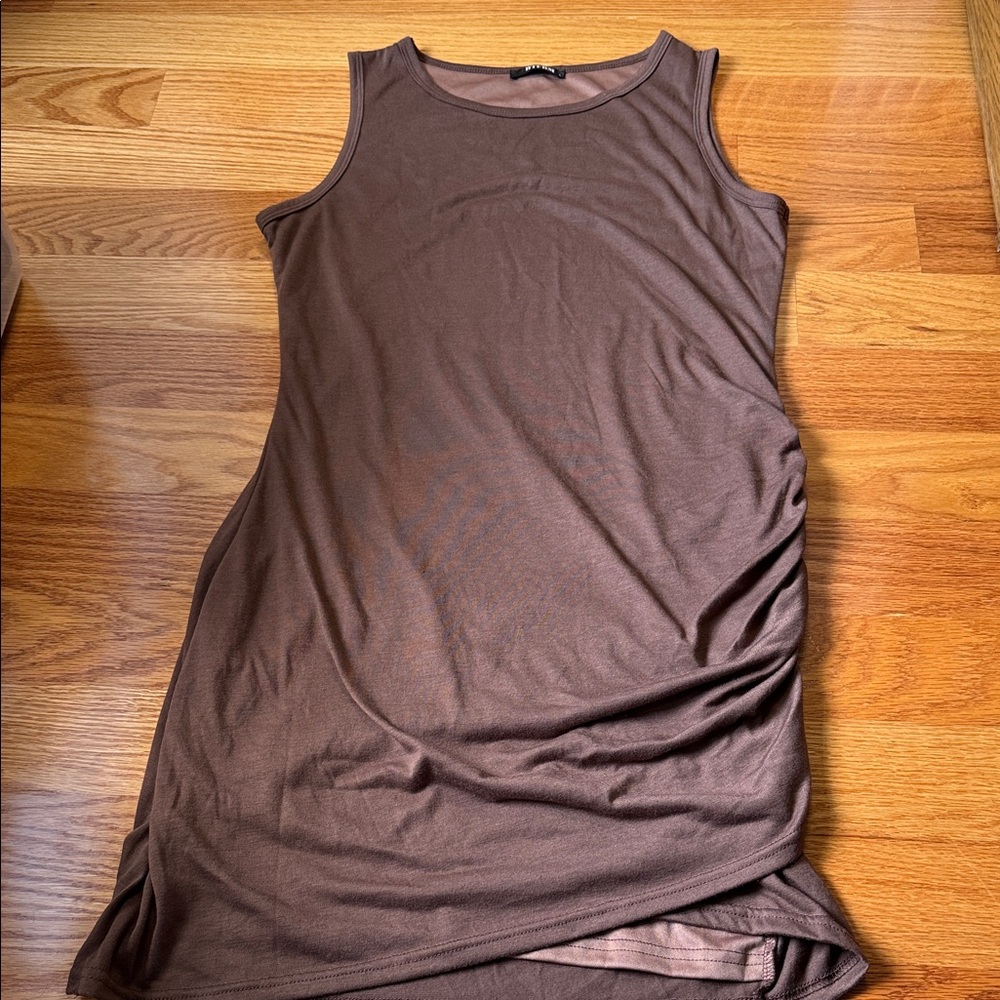 Chic Sleeveless Brown Midi Dress